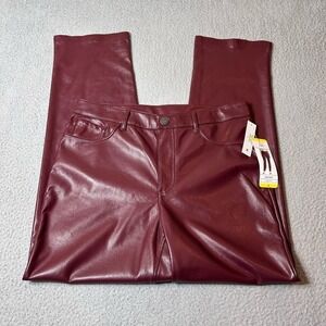 Joie Pants Womens 8 Burgundy Straight Faux Leather‎ Limited Edition Pants NEW